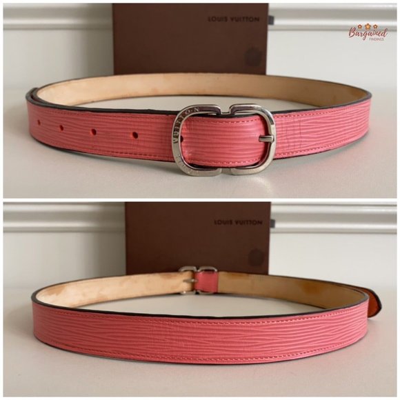 Authentic Louis Vuitton Pink Epi Leather Slim Silver Butterfly Buckle Belt 85/34 - Picture 5 of 13